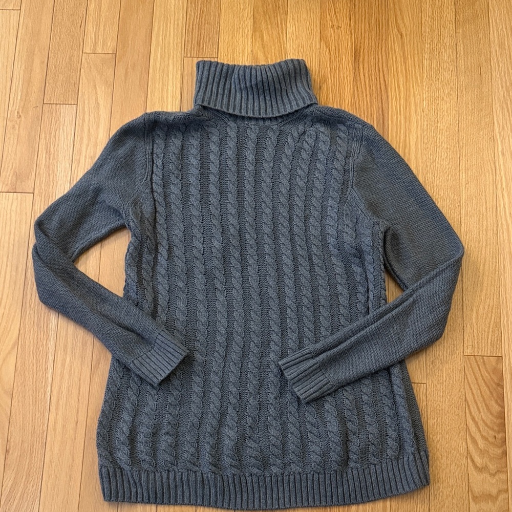Croft & Barrow Dark Gray Cable Knit Turtleneck Sweater